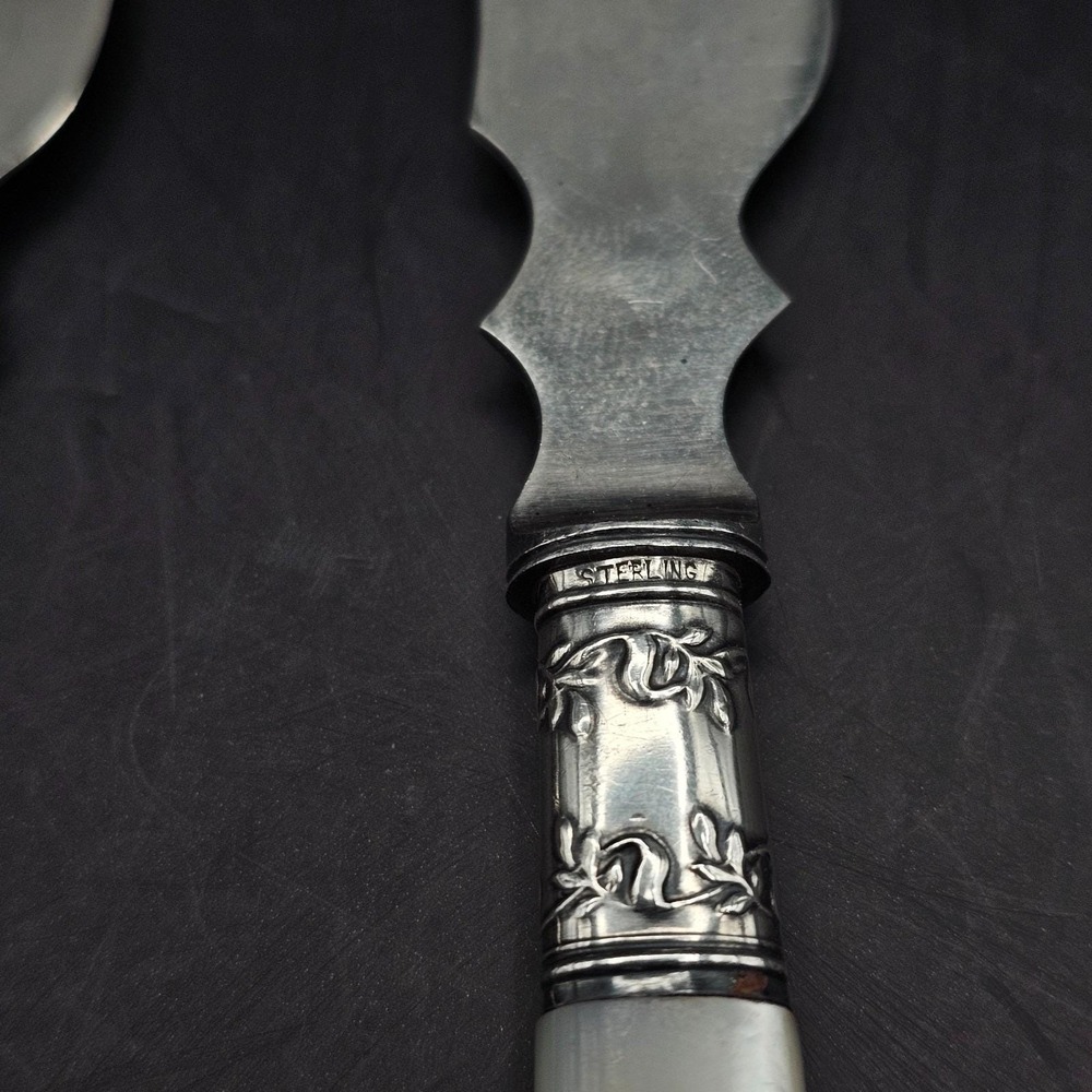 Vintage Landers Frary & Clark Sterling Silver Mother of Pearl Butter Knife Set 4 - Picture 5 of 10